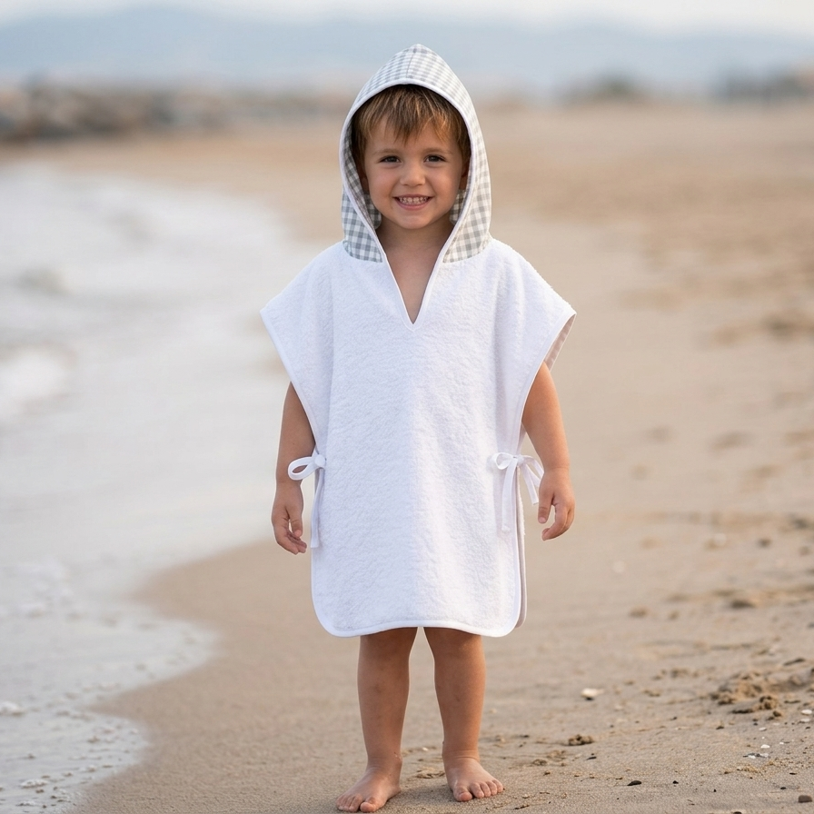 Poncho playa vichy gris