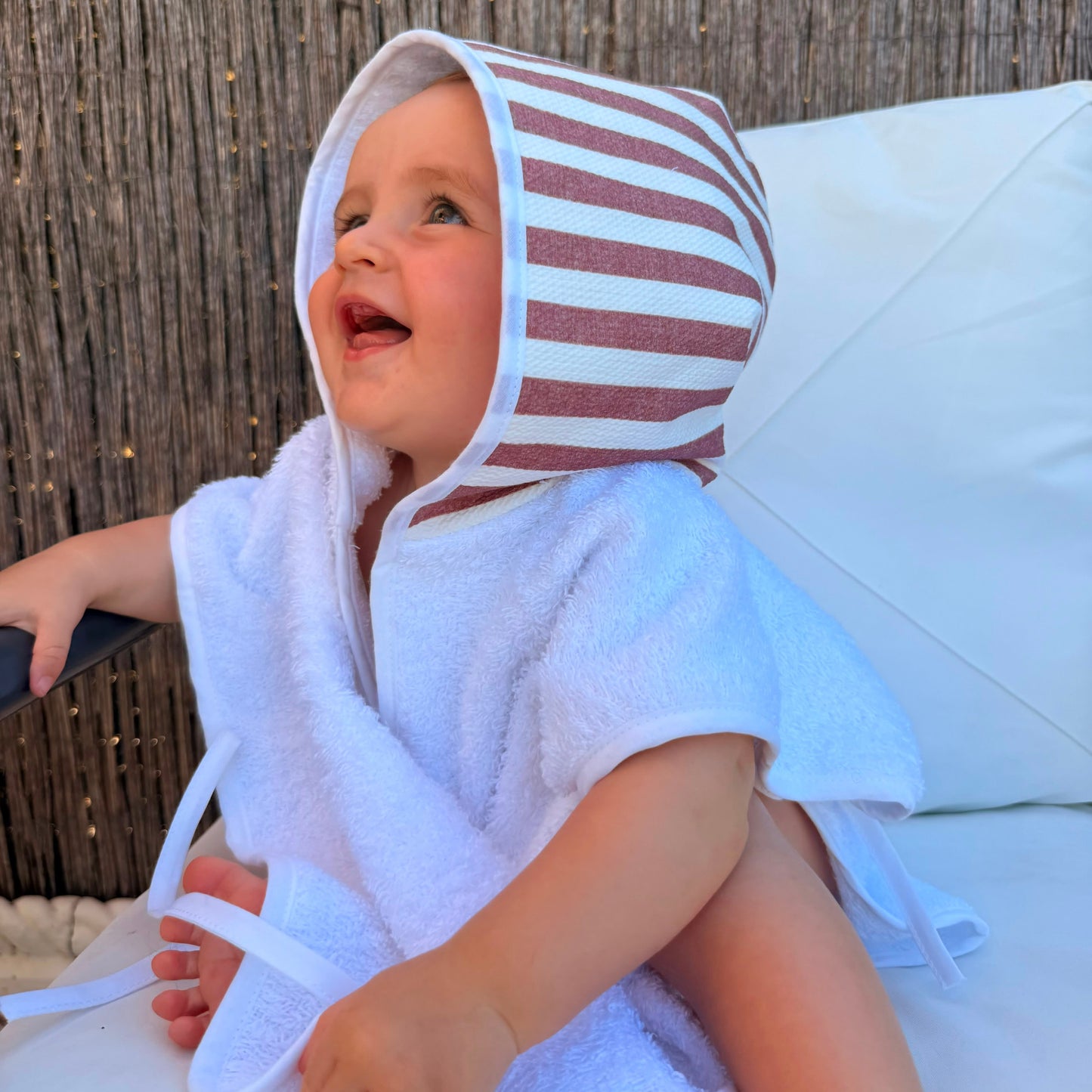 Poncho playa rayas fraise