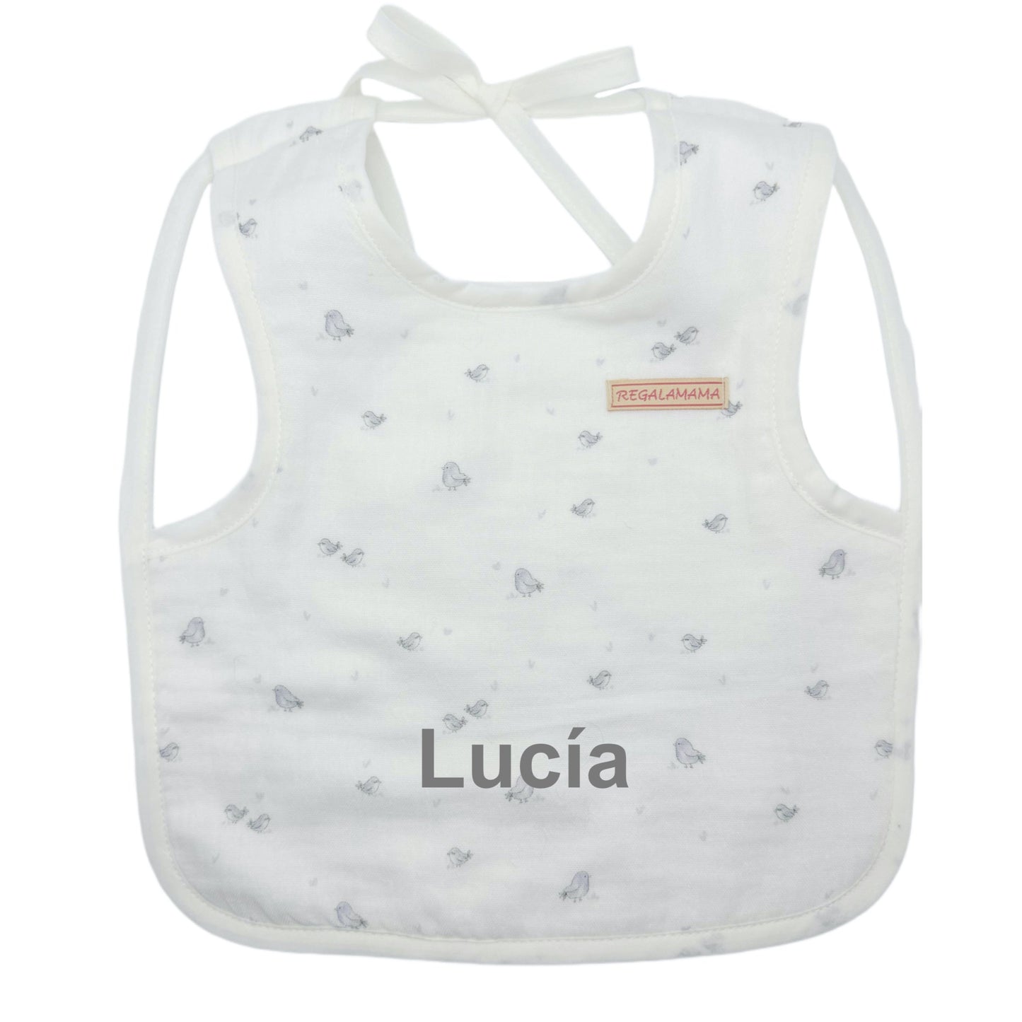 Babero camiseta pájaros gris