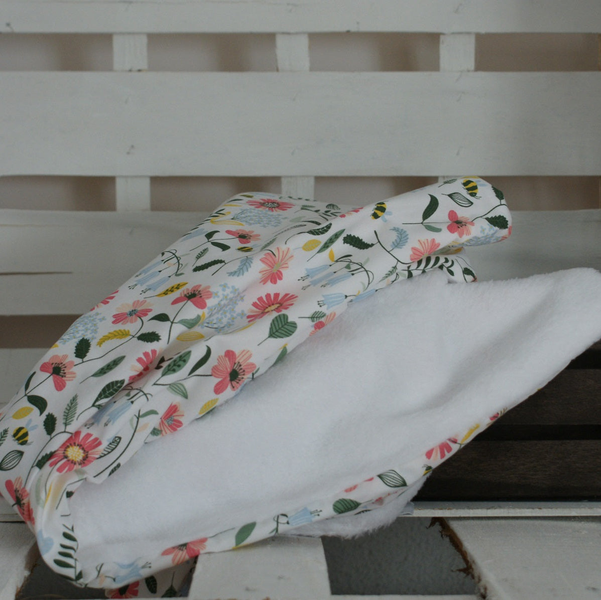 Manta reversible flores grandes