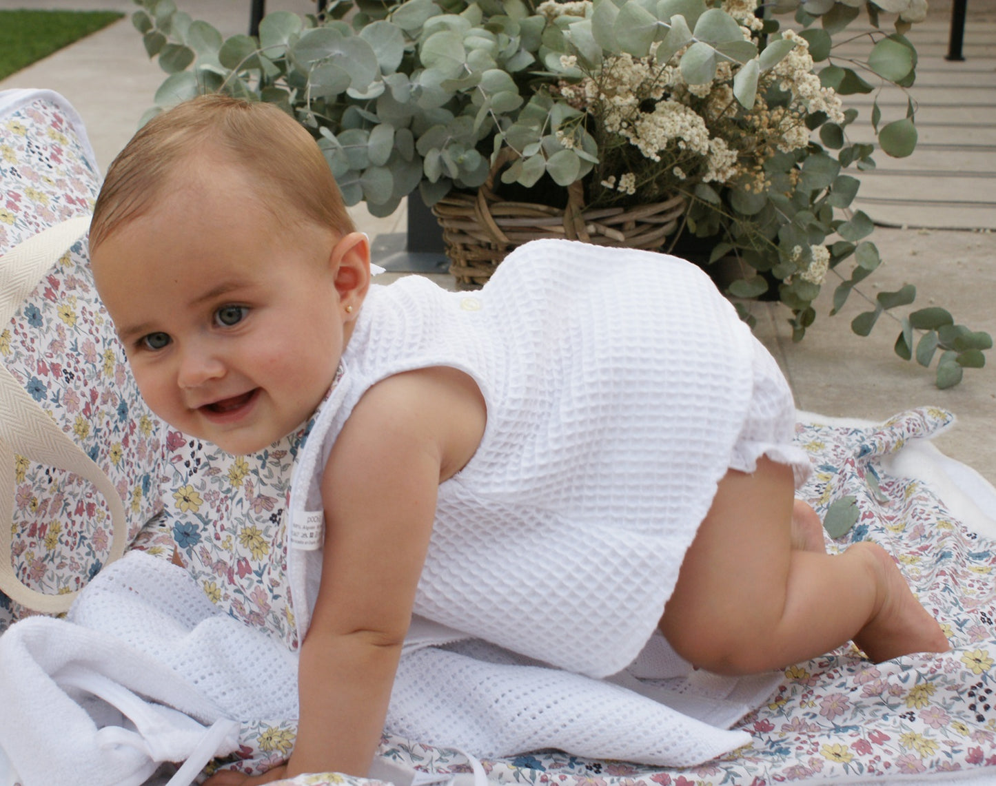 Vestido con pololo waffle blanco