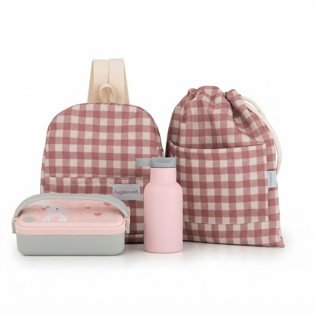 Pack guardería Waterproof vichy Lola personalizado (Copia)
