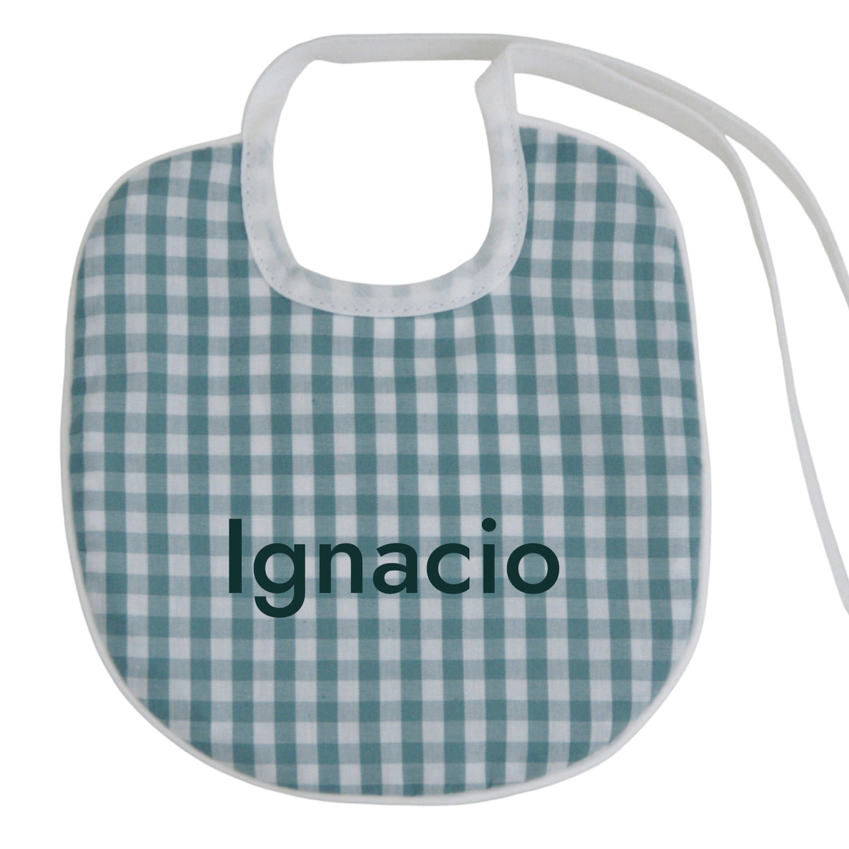 Babero personalizado para bebé vichy verde