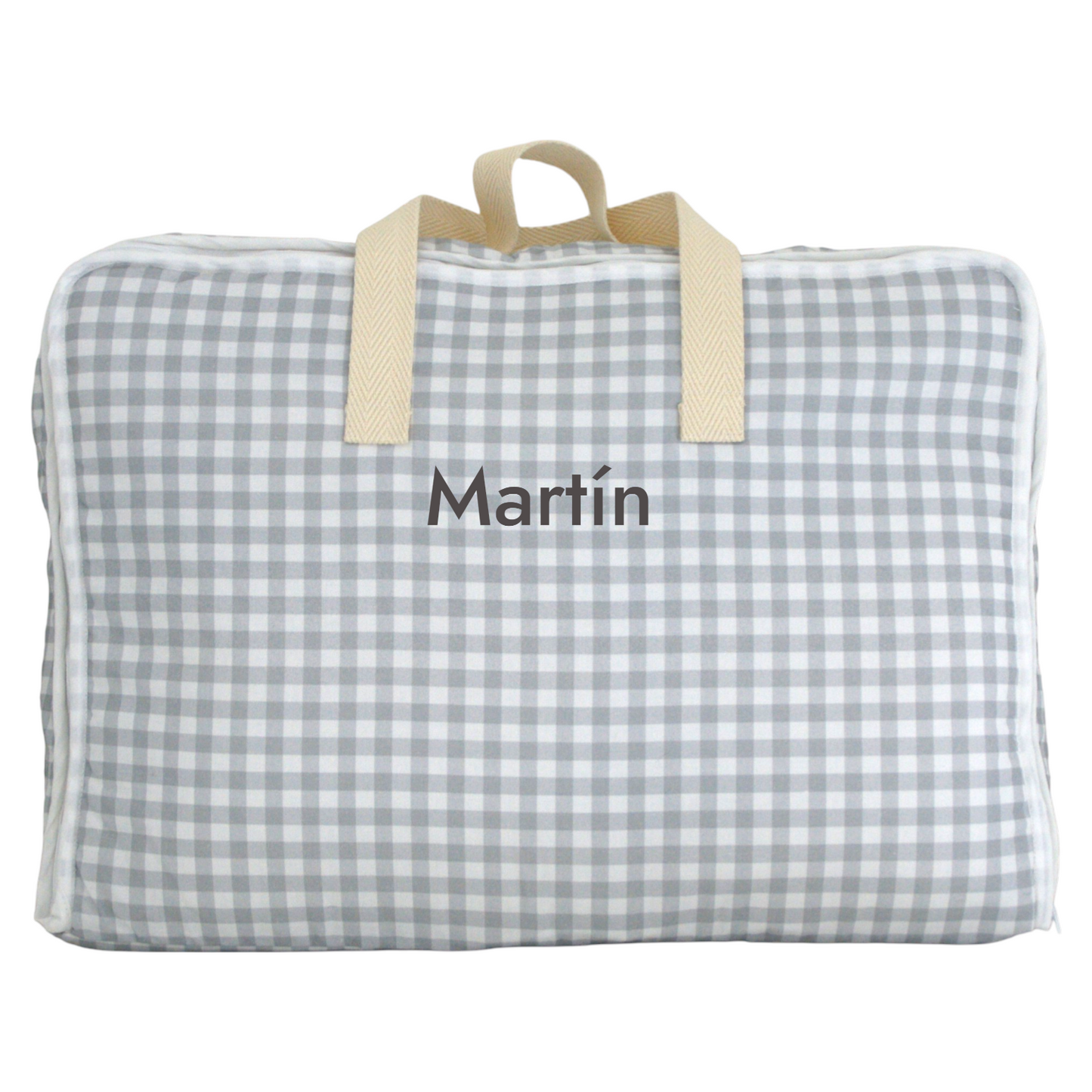 Maleta vichy gris pequeño
