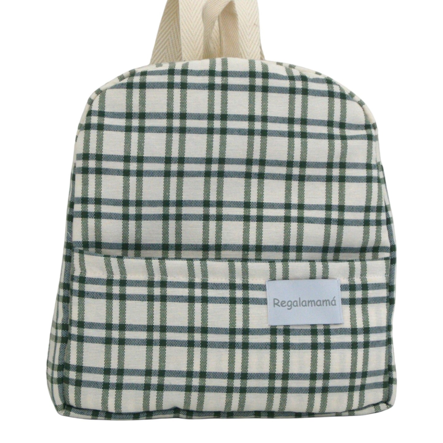 Mochila guardería cuadros verde