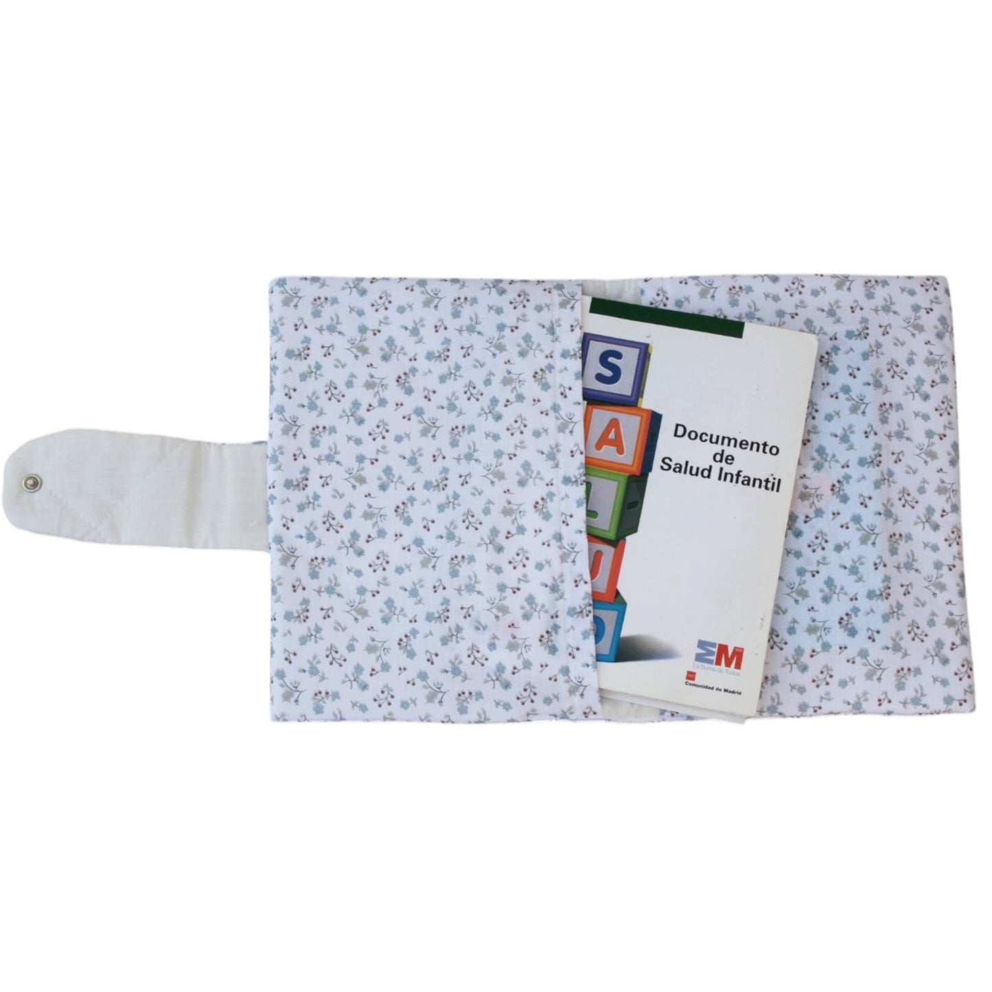 PORTA DOCUMENTOS FLORECITAS AZUL