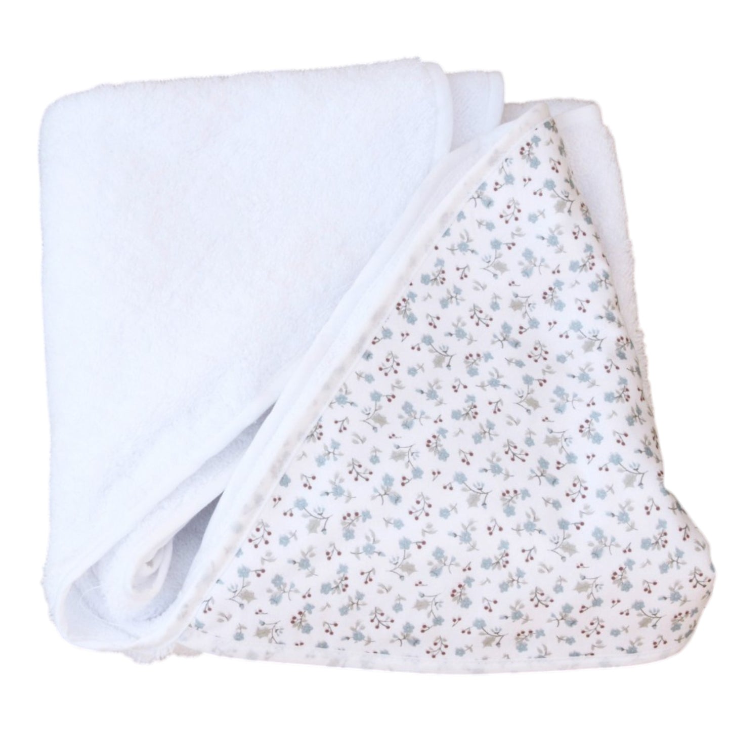 TOALLA CAPUCHA FLORECITAS AZUL