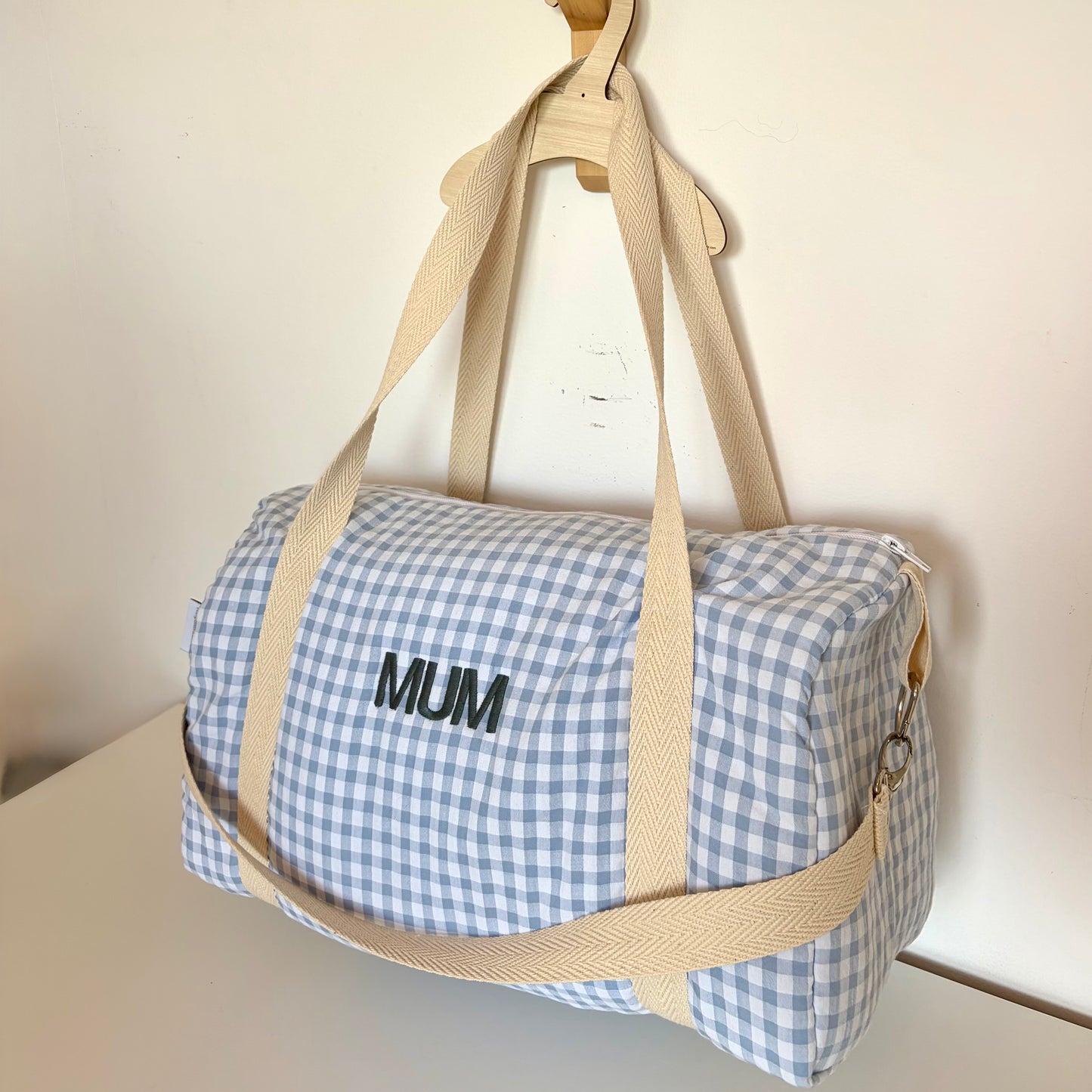Bolso viaje vichy azul clarito
