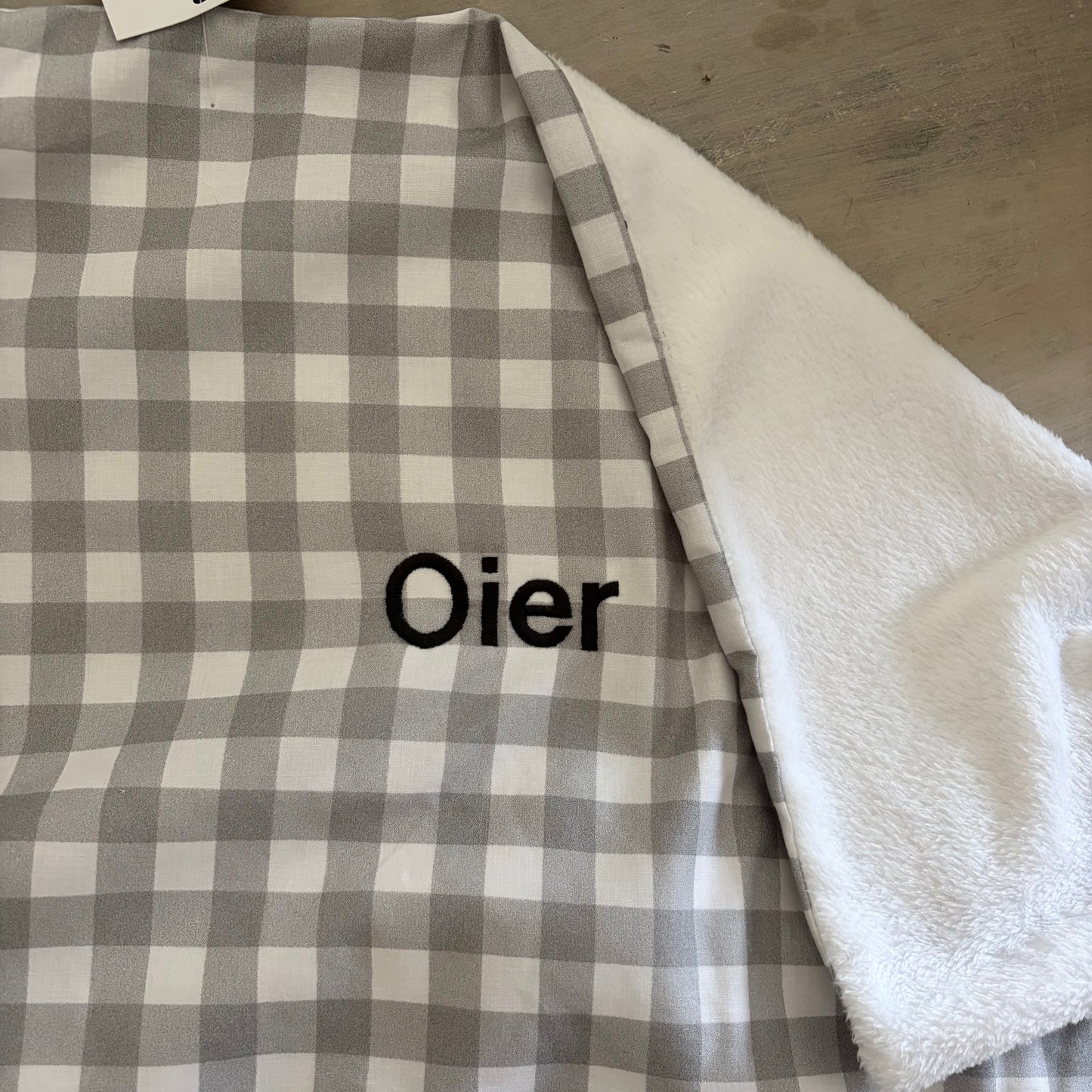 Manta reversible vichy gris grande