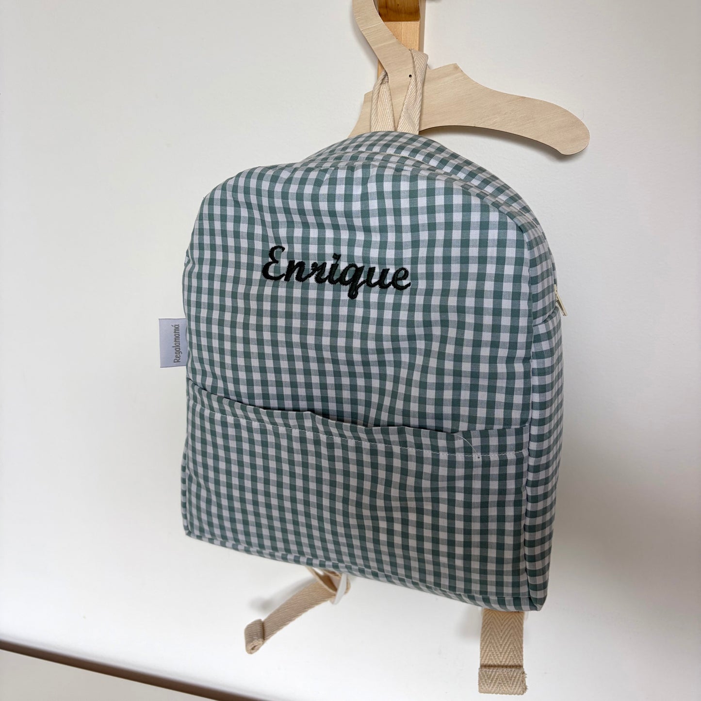 Mochila guardería vichy verde