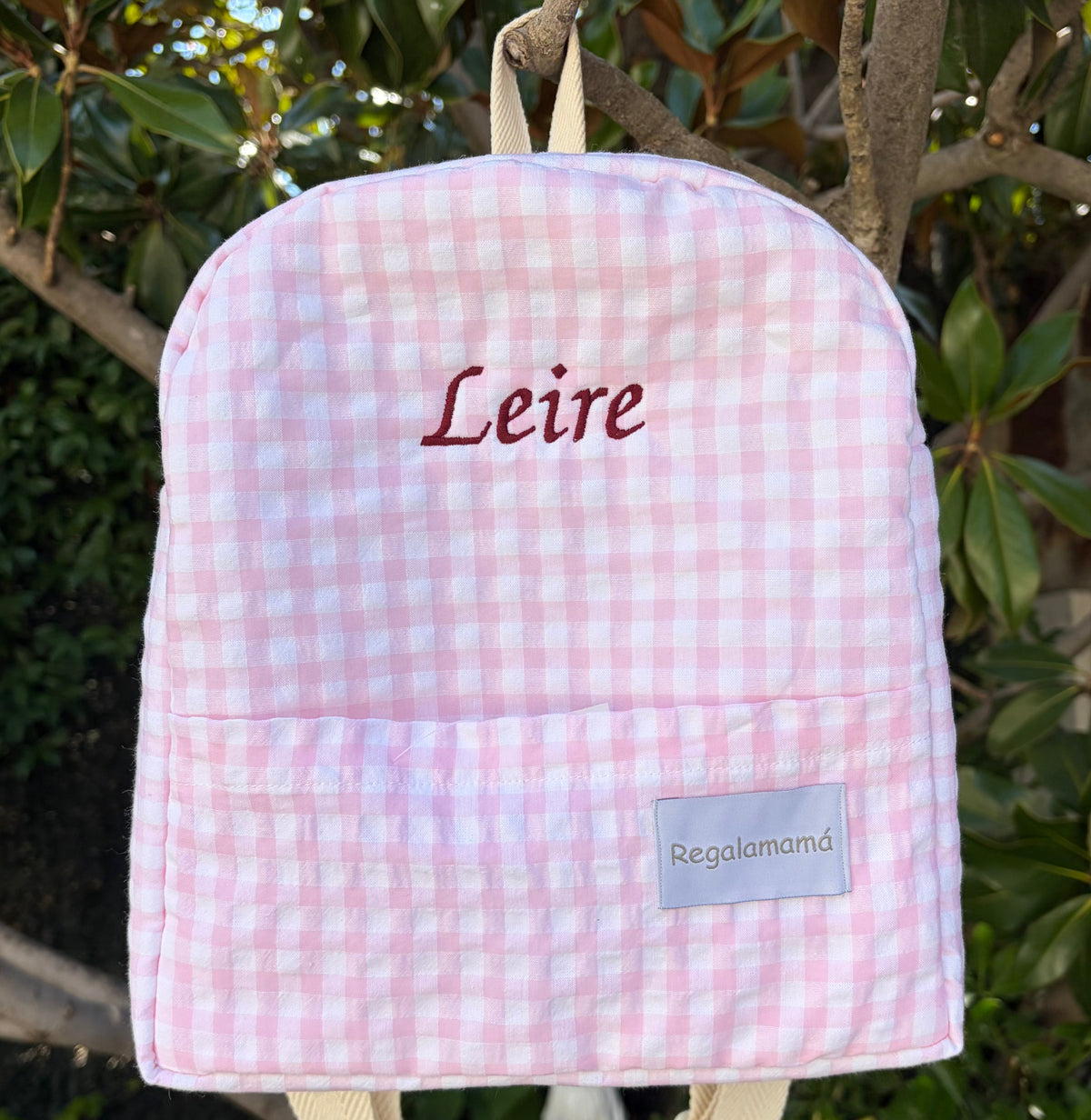 Dúo guardería vichy rosa personalizado