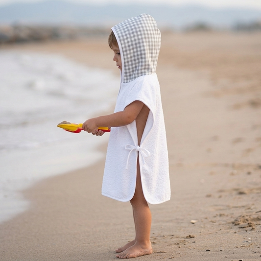 Poncho playa vichy gris