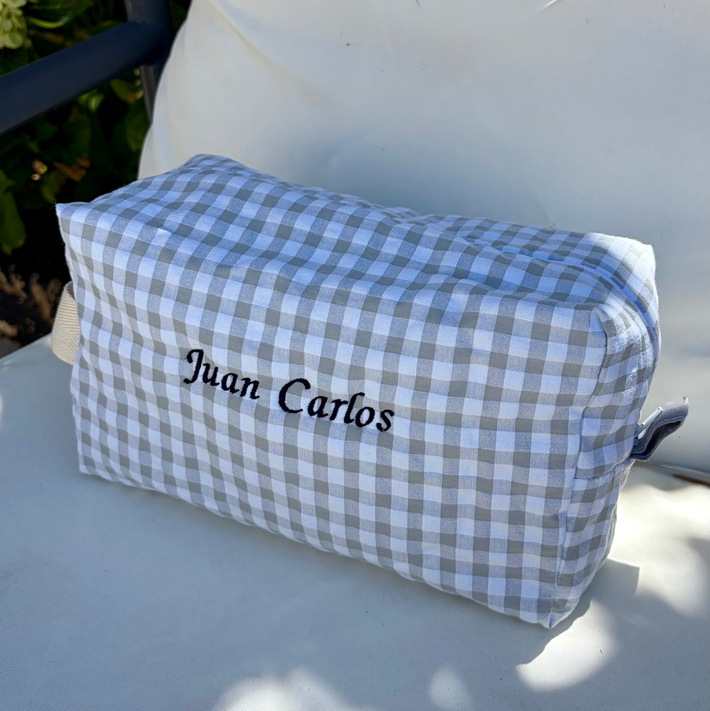 Neceser grande vichy gris