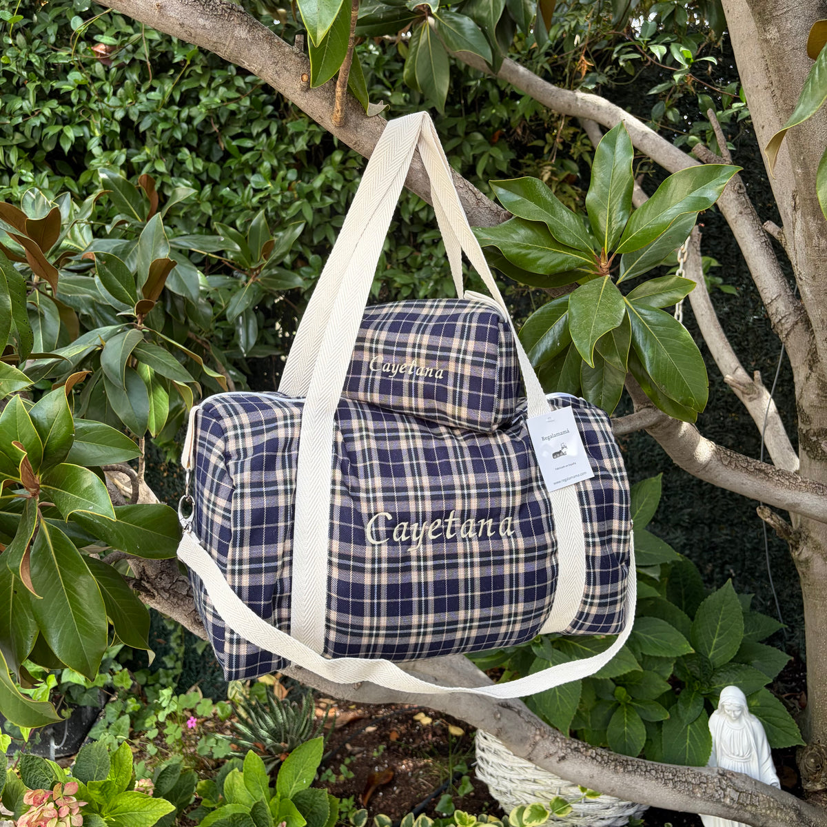 Conjunto bolso y neceser escocés