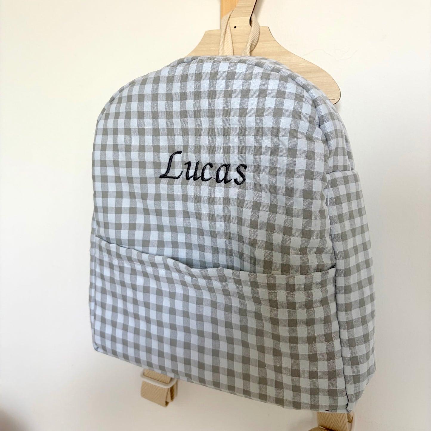 Mochila guardería vichy gris
