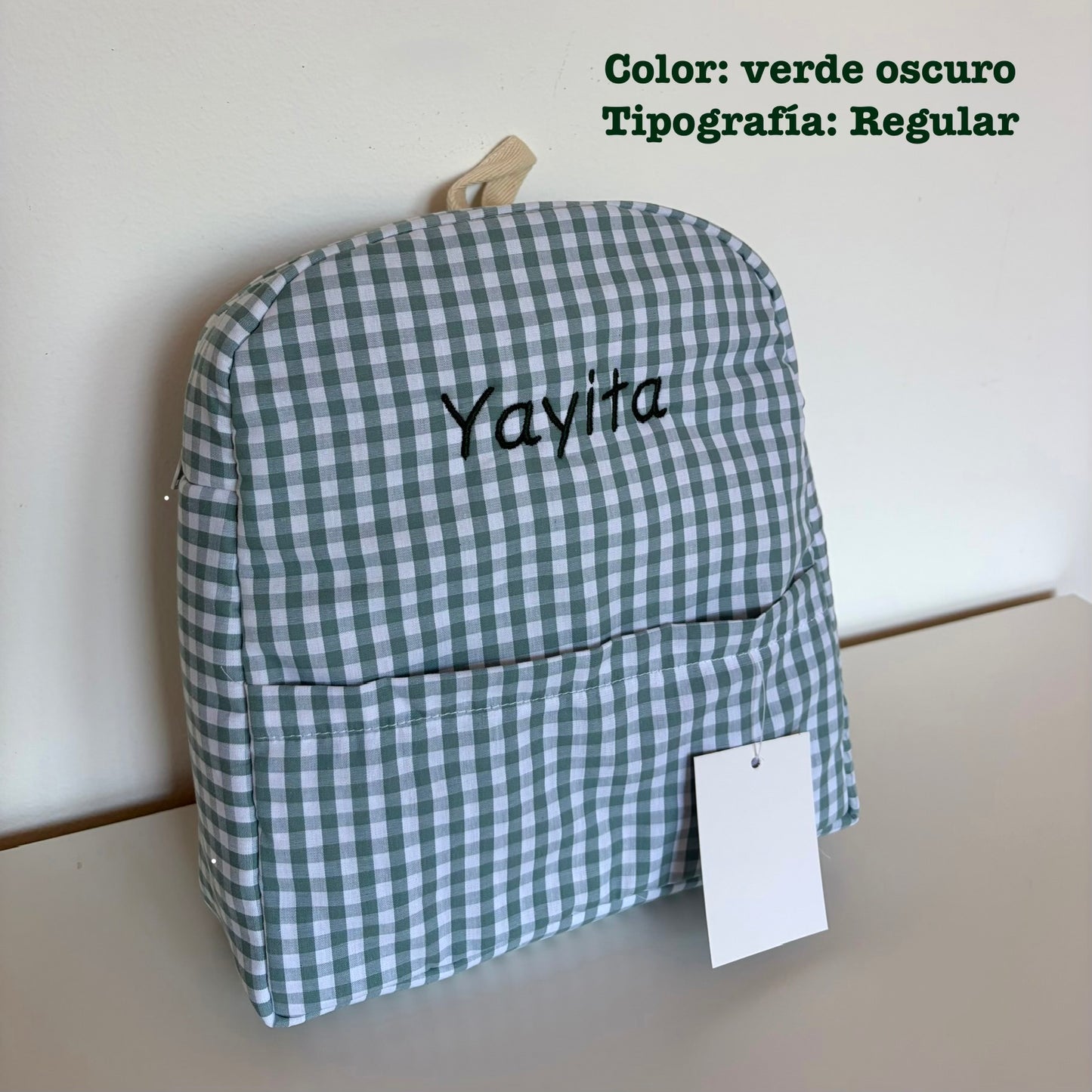 Mochila guardería vichy verde