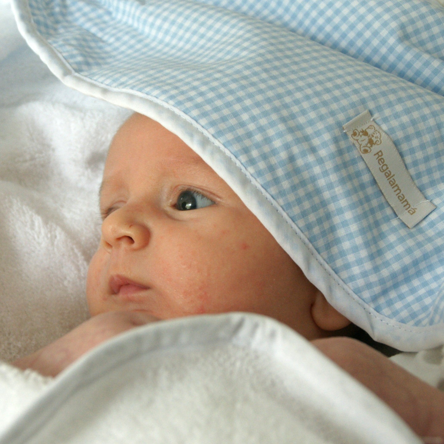 TOALLA CAPUCHA VICHY AZUL