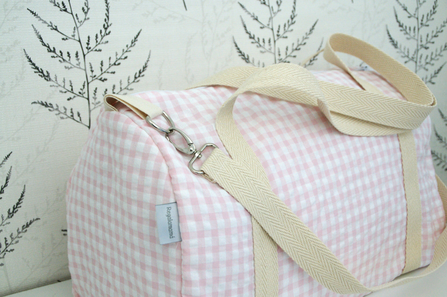 Bolso viaje vichy rosa pequeño