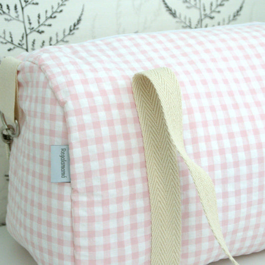 Bolso viaje vichy rosa pequeño