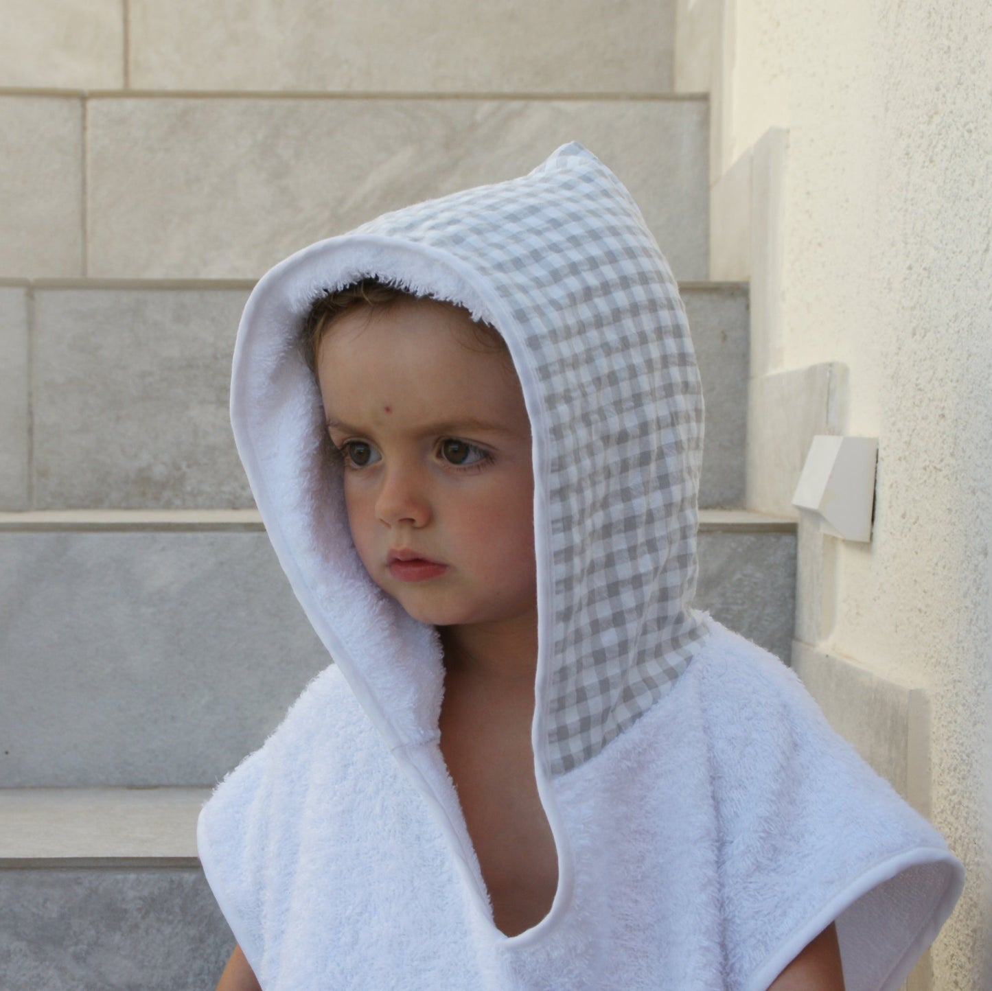 Poncho playa vichy gris
