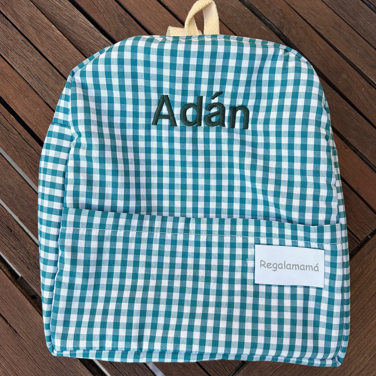 Mochila guardería vichy verde