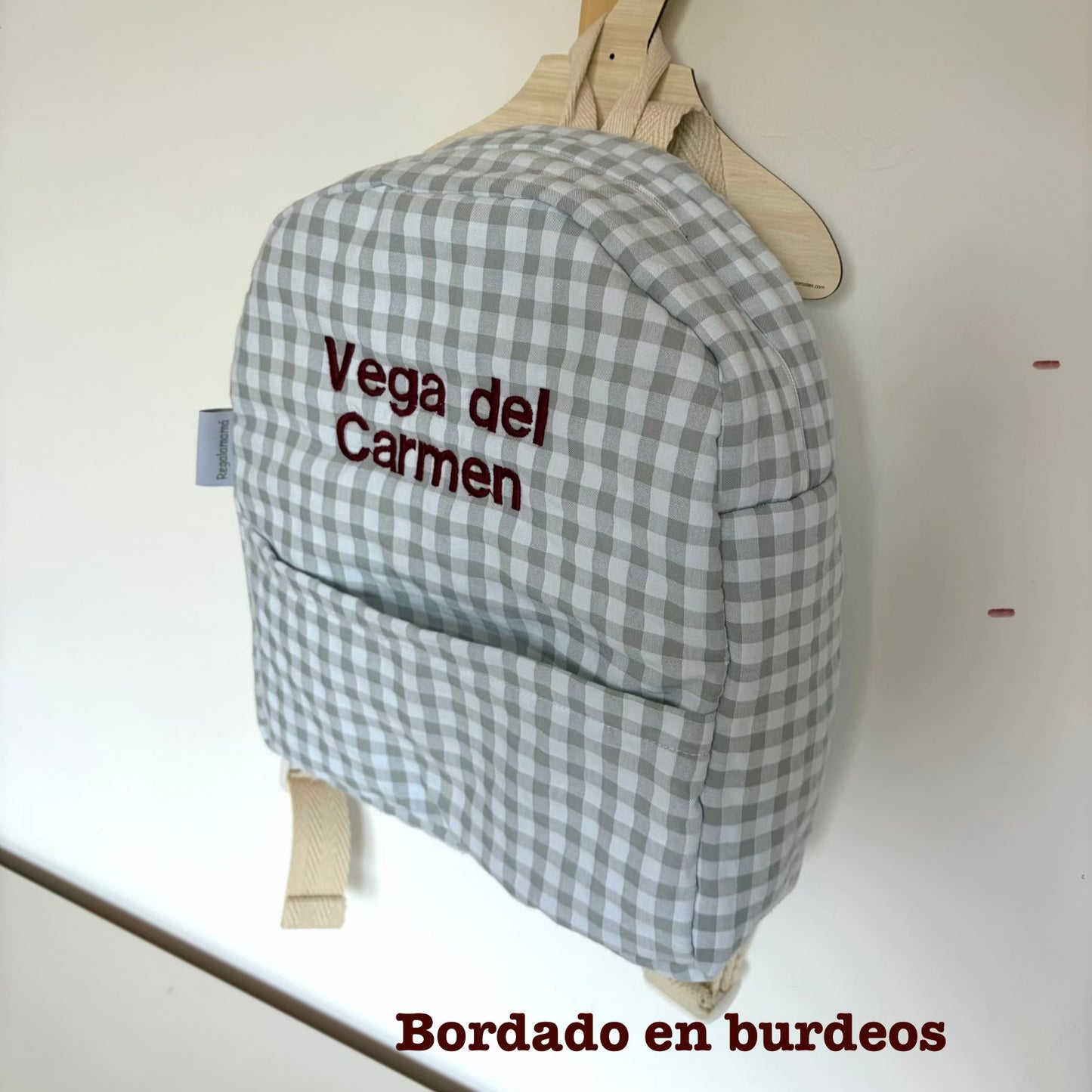 Mochila guardería vichy gris