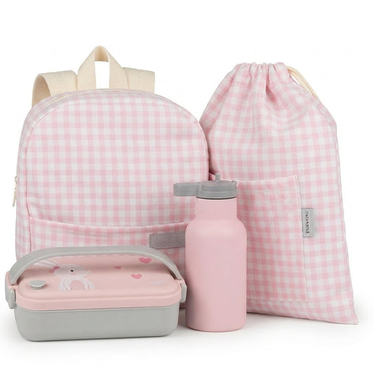 Pack guardería vichy rosa personalizado