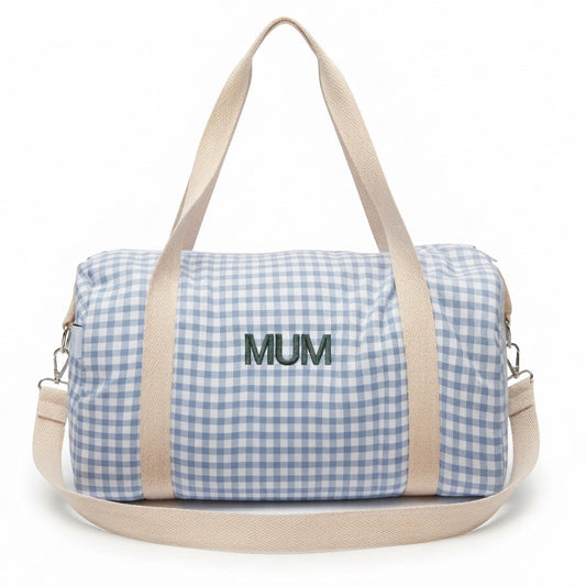 Bolso viaje vichy azul clarito