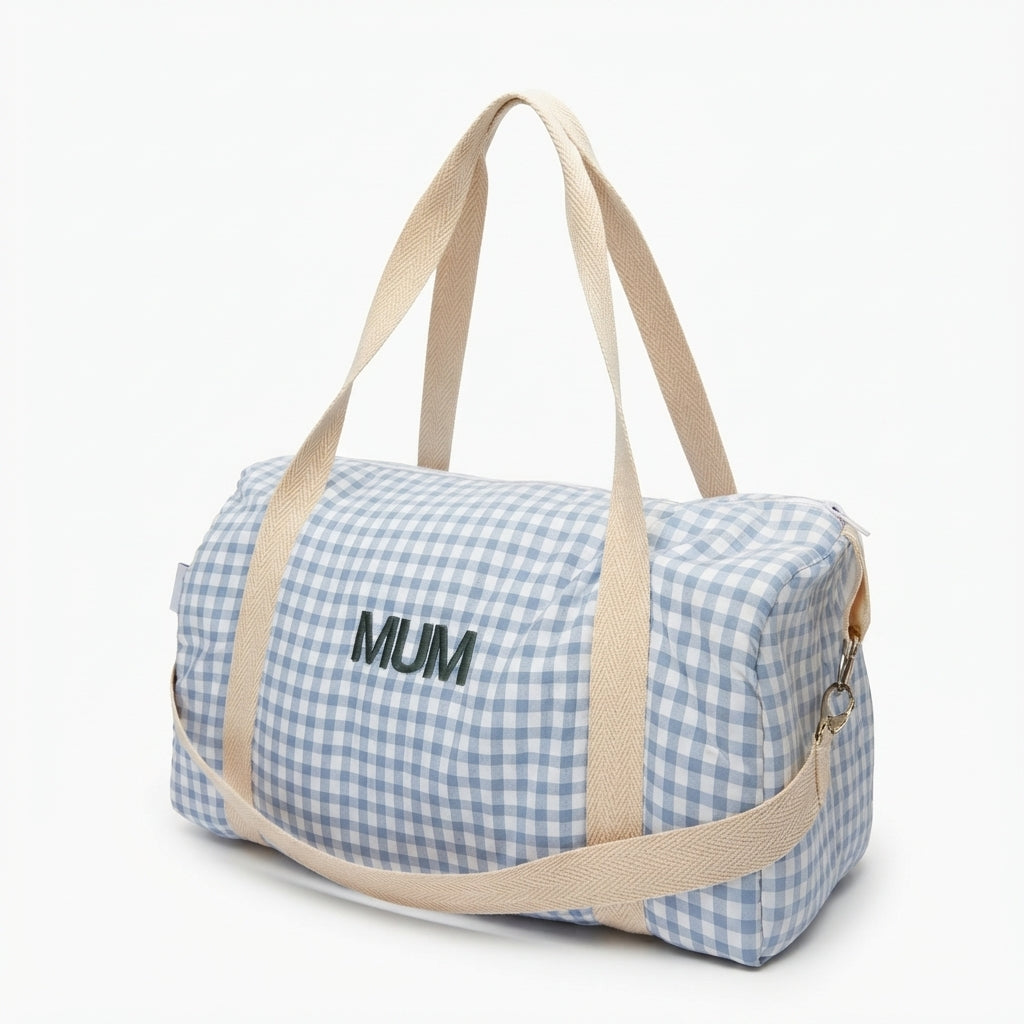Bolso viaje vichy azul clarito