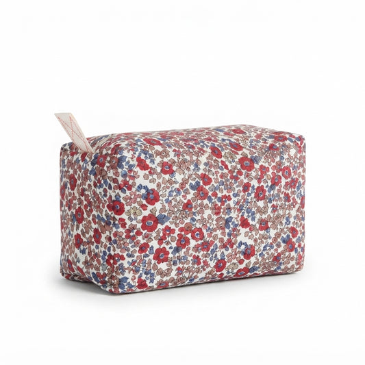 Neceser cubo florecitas granate