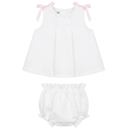 Vestido + pololo piqué con lazos rosas