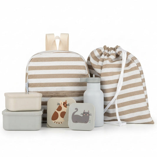 Pack guardería rayas beige personalizado