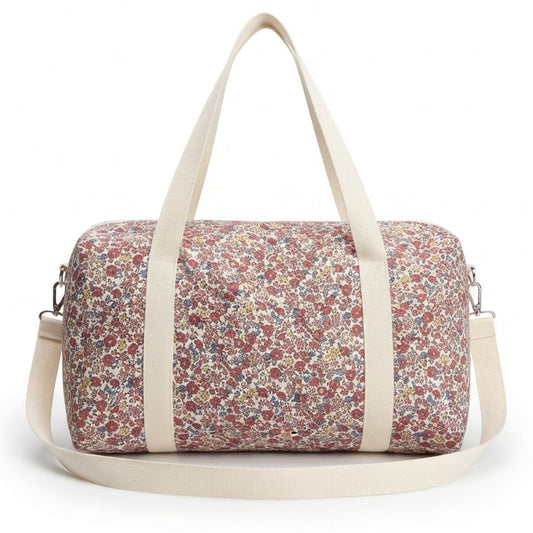 Bolso viaje florecitas granate