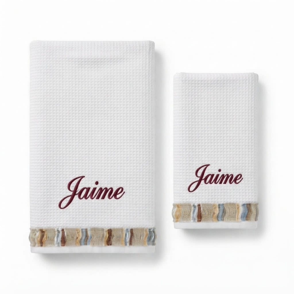 Juego 2 toallas personalizadas blanco