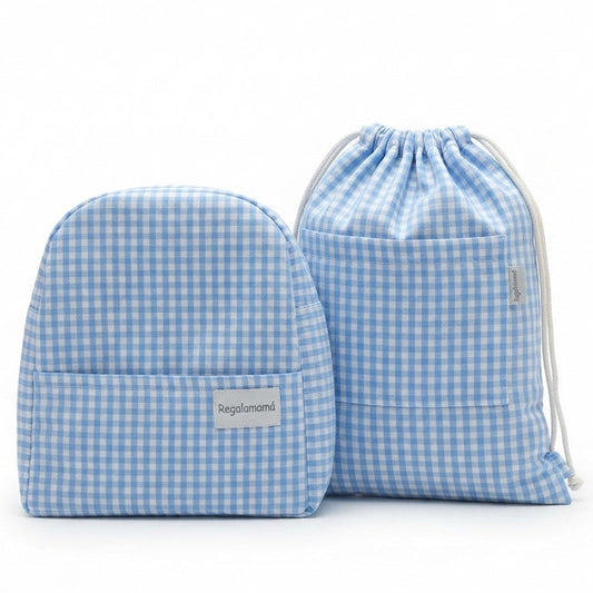 Dúo guardería vichy azul personalizado