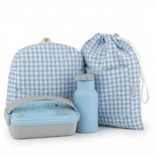 Pack guardería vichy azul clarito personalizado
