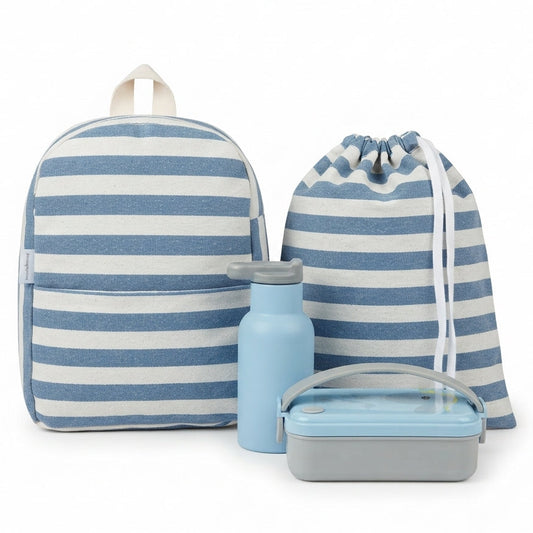 Pack guardería rayas azul personalizado