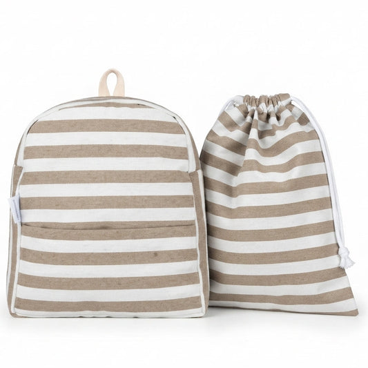 Dúo guardería rayas beige personalizado