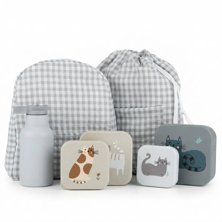Pack guardería vichy gris personalizado