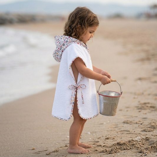 Poncho playa florecitas