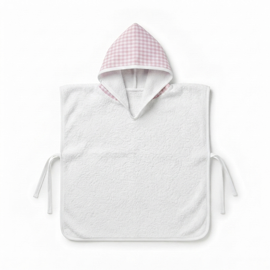 Poncho playa vichy rosa