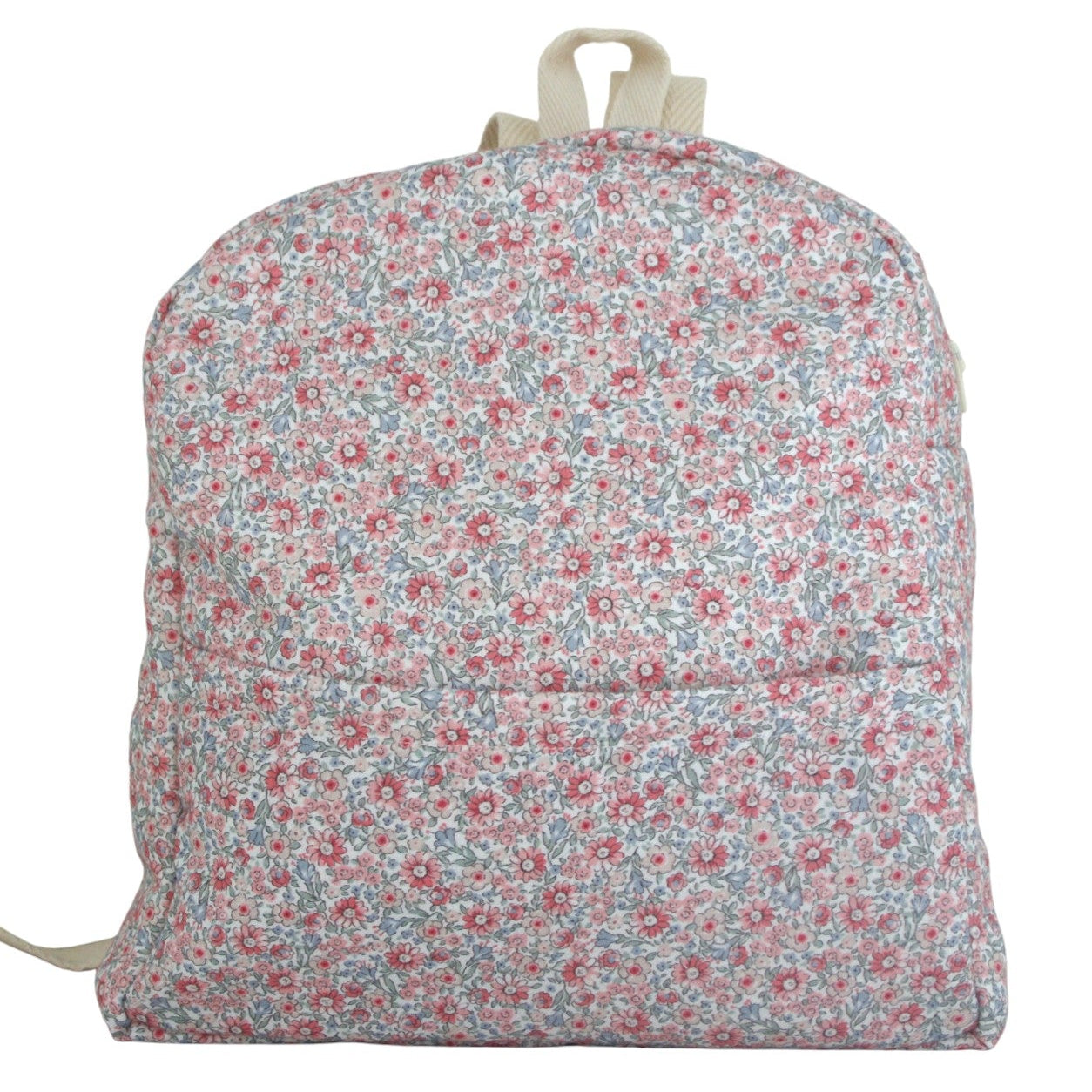 Mochila de guardería con estampado de florecitas rosas. Mochila ligera y acolchada