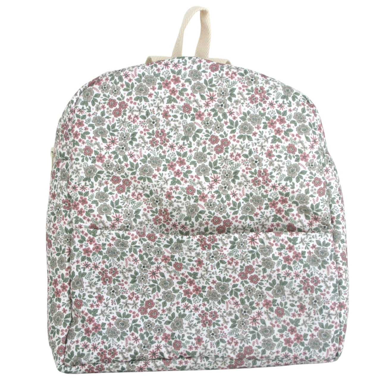 Mochila de guardería con estampado de florecitas verdes y gris, Mochila ligera y acolchada