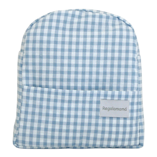 Mochila Guardería vichy azul clarito