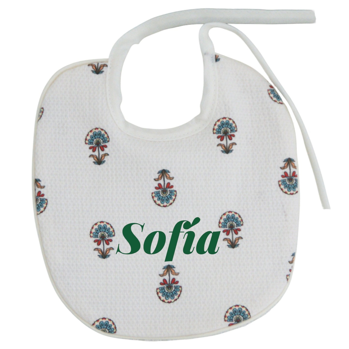 Babero personalizado para bebé blanco con estampado