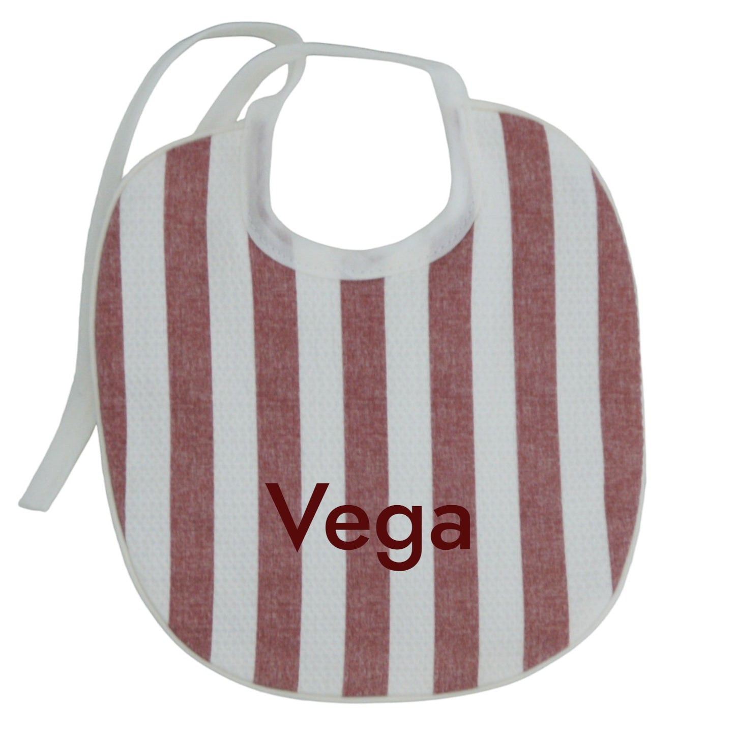 Babero personalizado para bebé blanco con estampado de rayas