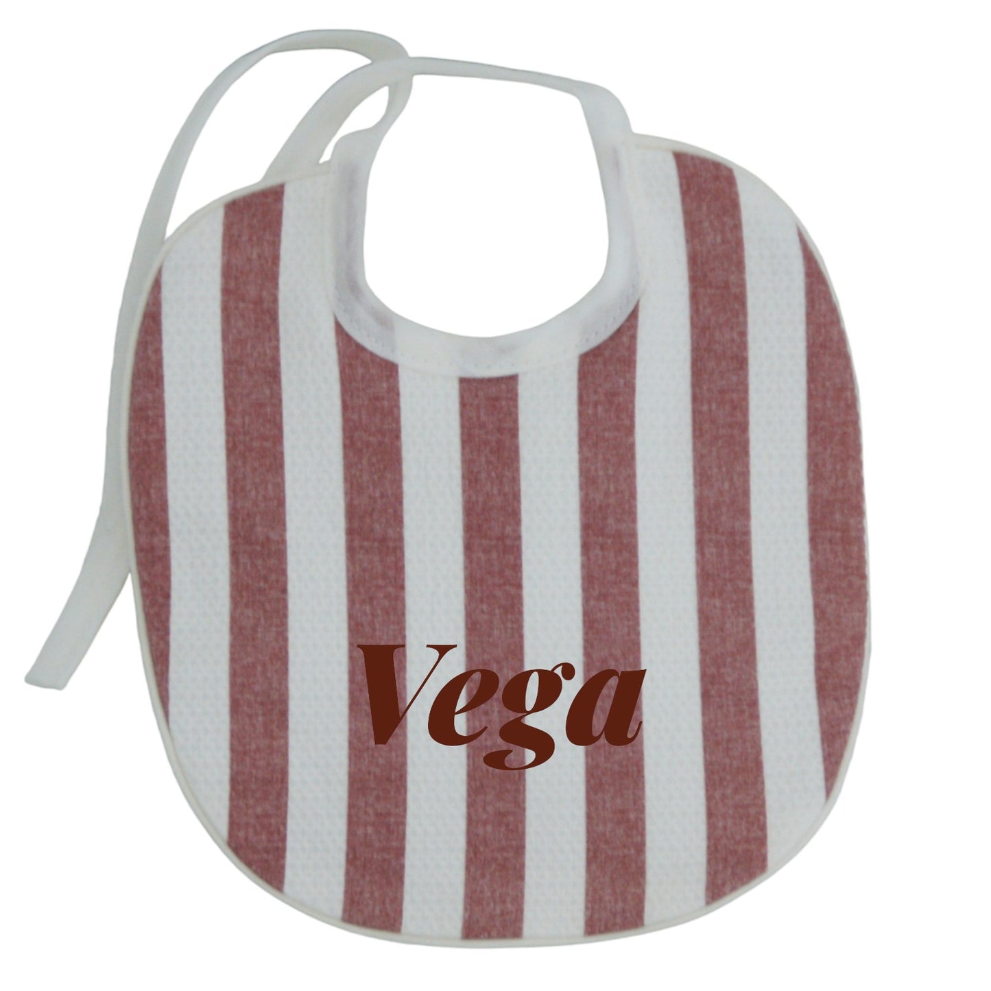 Babero personalizado para bebé blanco con estampado de rayas