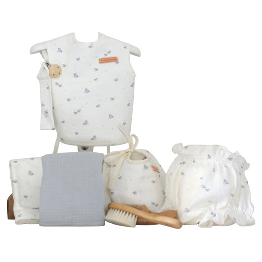 Canastilla Detalle Bob para bebé personalizada con box, baberos, muselinas y accesorios, regalo nacimiento