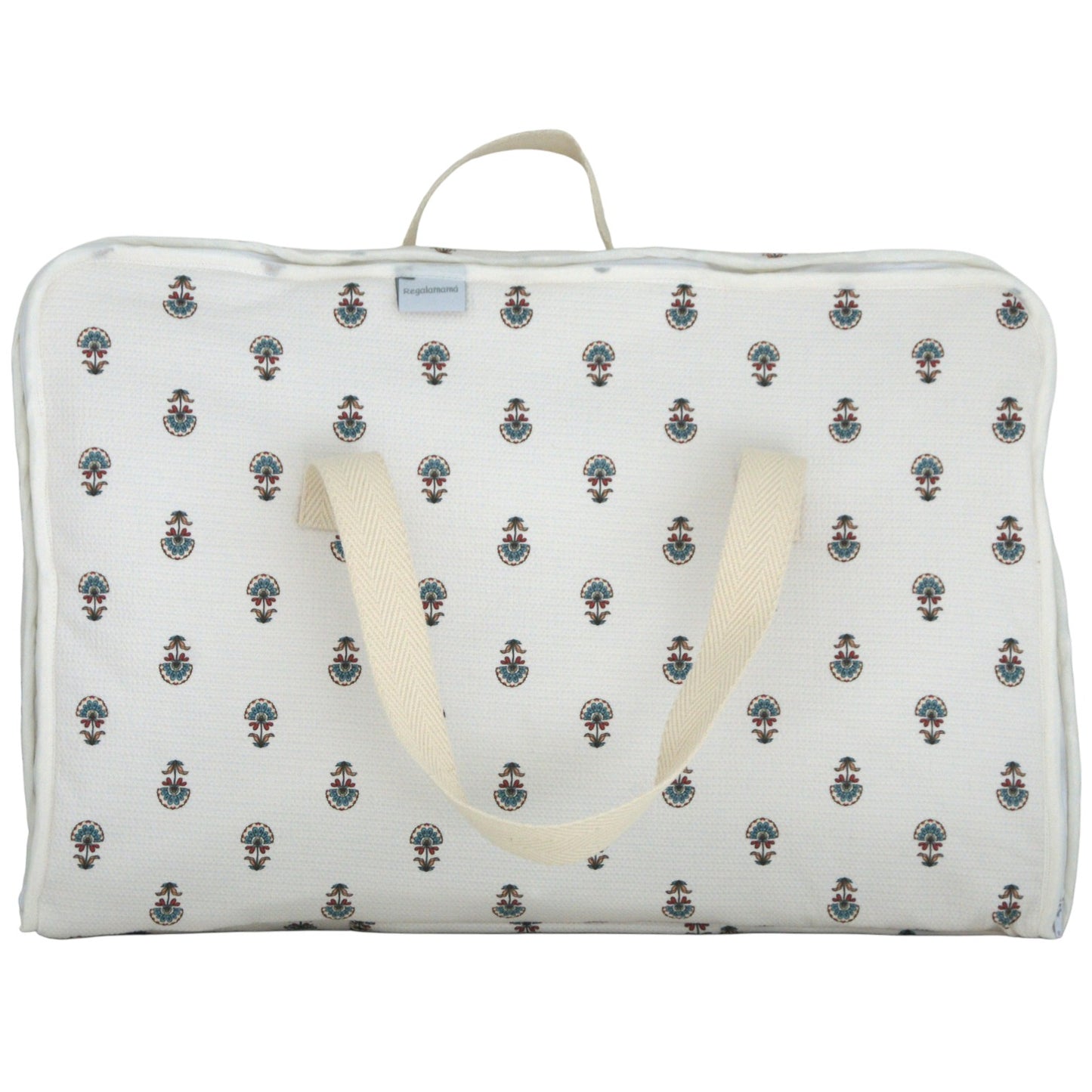 Maleta de Maternidad Mafalda para bebé con asas, ideal como maleta de hospital o de viaje, sobre fondo blanco.