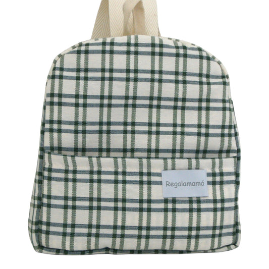 Mochila guardería cuadros verde
